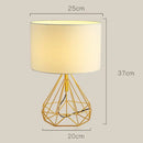 Geometric brass and linen fabric led desk lamp bedroom night light