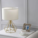Geometric brass and linen fabric led desk lamp bedroom night light