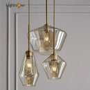 Geometric brass glass pendant lights set for living room