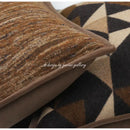 Geometric brown leather splicing throw pillow cover living room decor