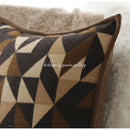 Geometric brown leather splicing throw pillow cover living room decor