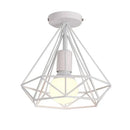 Geometric cage iron ceiling light fixture dining room exposed bulb