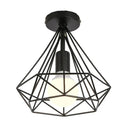Geometric cage iron ceiling light fixture dining room exposed bulb