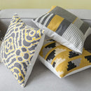 Geometric canvas cotton cushion cover yellow & grey living room pillow