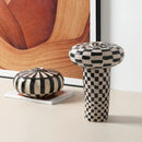 Geometric check ceramic vase black & white living room decor