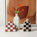Geometric check ceramic vase set living room decor