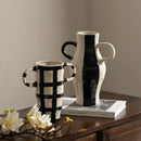 Geometric check pattern white & black ceramic vase living room decor