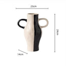 Geometric check pattern white & black ceramic vase living room decor