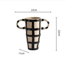 Geometric check pattern white & black ceramic vase living room decor