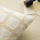 Geometric checker cushion cover cream living room tassel decor