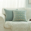 Geometric chenille throw pillowcase beige & light blue living room