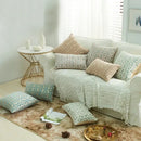 Geometric chenille throw pillowcase beige & light blue living room
