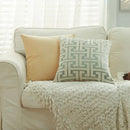 Geometric chenille throw pillowcase beige & light blue living room