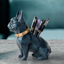 Geometric dark blue dog resin pen holder desk organizer office accessory