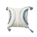 Geometric diamond tufted embroidery blue & white pillow – living room