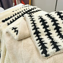 Geometric double layer lamb fleece blanket bedroom throw