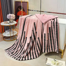 Geometric double layer lamb fleece blanket bedroom throw