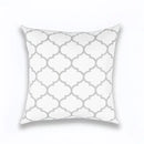 Geometric embroidered light grey cotton cushion cover living room