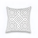 Geometric embroidered light grey cotton cushion cover living room