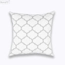 Geometric embroidered light grey cotton cushion cover living room