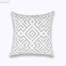 Geometric embroidered light grey cotton cushion cover living room