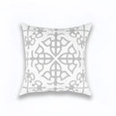 Geometric embroidered light grey cotton cushion cover living room