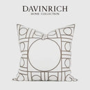 Geometric embroidered noble white & gray cushion cover living room