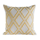 Geometric embroidery cushion cover yellow & teal living room decor