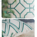 Geometric embroidery cushion cover yellow & teal living room decor