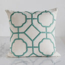 Geometric embroidery cushion cover yellow & teal living room decor