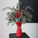 Geometric fold pattern red ceramic vase living room decor with twine