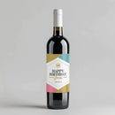 Geometric Glitter Birthday Wine Label