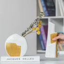 Geometric gold striped white ceramic vase for living room hydroponics