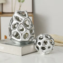 Geometric golden hollow ceramic spheres living room decor