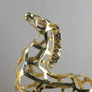 Geometric golden horse metal sculpture living room decor