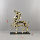 Geometric golden horse metal sculpture living room decor