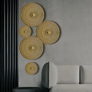 Geometric golden metal wall art set living room round decor