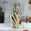 Geometric golden porcelain jar living room white & gold mosaic storage