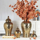 Geometric golden porcelain jar living room white & gold mosaic storage