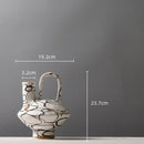 Geometric graffiti ceramic vase white & terracotta living room decor