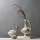 Geometric graffiti ceramic vase white & terracotta living room decor