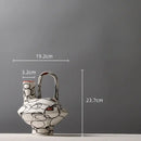 Geometric graffiti ceramic vase white & terracotta living room decor