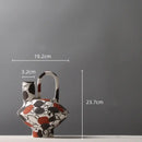 Geometric graffiti ceramic vase white & terracotta living room decor