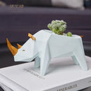 Geometric gray & orange giraffe 3d papercraft planter living room decor