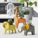 Geometric gray & orange giraffe 3d papercraft planter living room decor