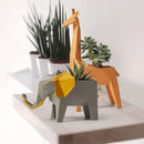 Geometric gray & orange giraffe 3d papercraft planter living room decor