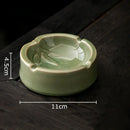 Geometric green ceramic ashtray with lid – office desk decor