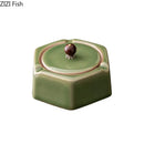 Geometric green ceramic ashtray with lid – office desk decor