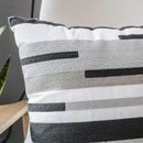 Geometric grey embroidered cotton pillow cover living room decor