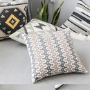 Geometric grey embroidered cotton pillow cover living room decor